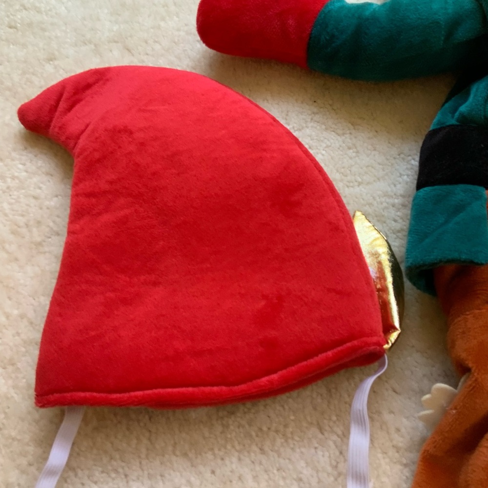 ADORABLE CHRISTMAS ELF DOG HALLOWEEN COSTUME OUTFIT WITH CAP AND BEARD - Picture 6 of 16